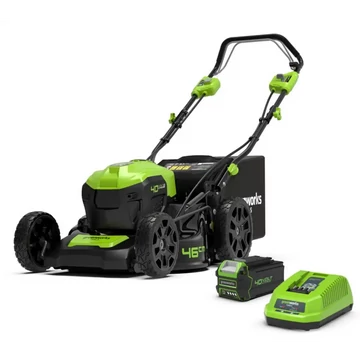 Greenworks GD40LM46SPK4 40V, 46 cm, fűgyűjtős, akkumulátoros önjáró fűnyíró - akkuval és töltővel